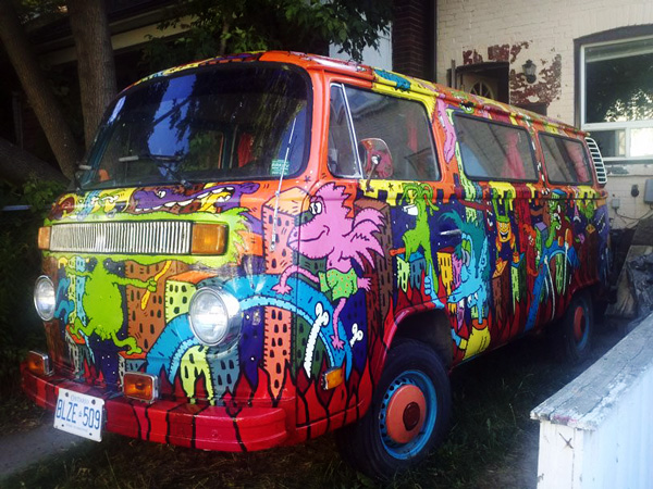 Alex Currie aka Runt paint job on the Hippie Van